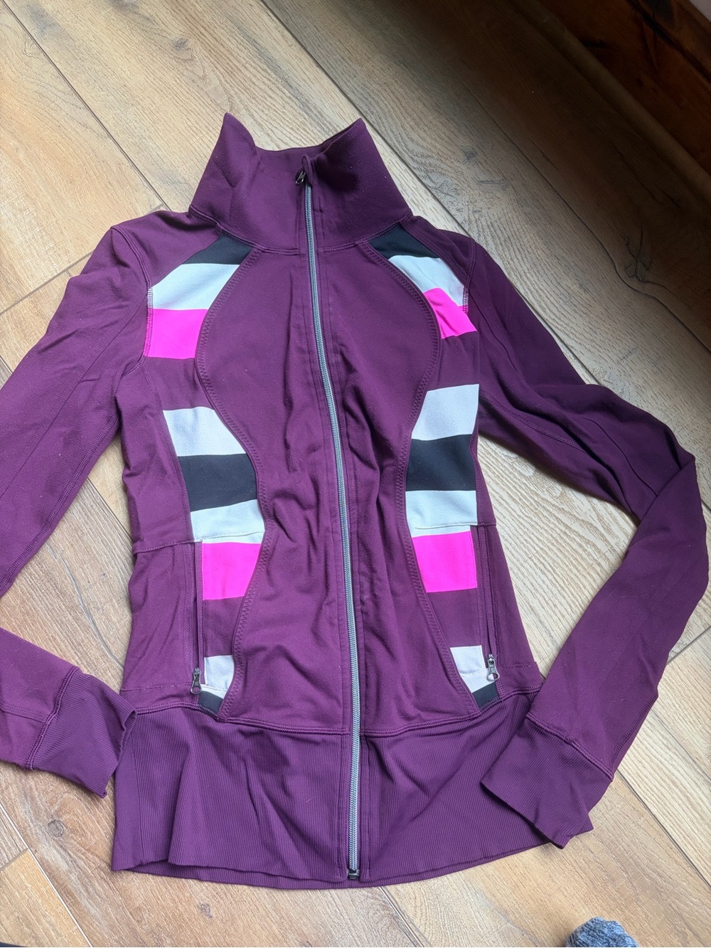 lululemon athletica Plum Bomber Jacket with Pink, Gray & Black Panels